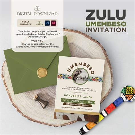 editable zulu traditional invitation cards|Editable Zulu Traditional Ceremony Invitation .